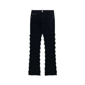 Jeans de mezclilla para hombre, de cintura alta, corte recto, ajustados, desgastados y rasgados, estilo punk, de algodón tejido, para otoño, última colección 2026, de gran demanda - Product Image 1