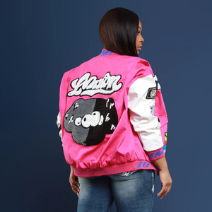 Custom Varsity Letterman <b>Jackets</b> Towel Embroidery <b>pink</b> Winter College Unisex <b>Jacket</b> Chenille Patched Varsity <b>Jackets</b> - Product Image 2