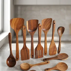 Cuchara de Madera para Servir Arroz, Juego de 6 Piezas, Resistente al Calor, Apta para Lavavajillas y Microondas, con Agarre Ergonómico, Utensilio de Cocina que Protege las Sartenes - Product Image 5