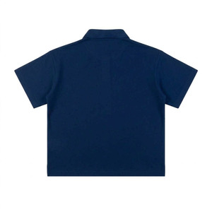 เสื้อโปโลผู้ชายสีน้ำเงินกรมท่า ผ้าปิเก้คอตตอน กันยับ ระบายอากาศได้ดี รับสกรีนโลโก้ ขายส่ง - Product Image 4