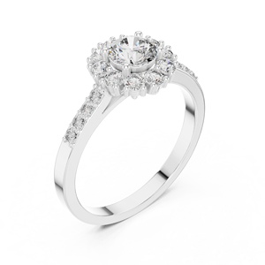 Anillo de Compromiso Premium Estilo Halo Art Deco con Diamante Moissanita, Piedra Central con Detalles Pavé, Elaborado en Acero Inoxidable Sólido - Product Image 3
