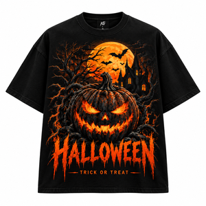 <b>Halloween</b> Pumpkin Print Men's Oversized Black <b>T</b>-<b>Shirt</b> Short Sleeve O-Neck Casual Cotton Jersey Breathable Design - Product Image 1