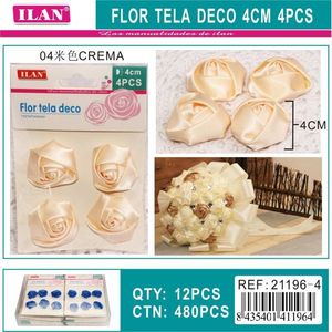 Fleur décorative en tissu ILAN 4 cm 4 pièces couleur crème pour la décoration de la maison - Product Image 3