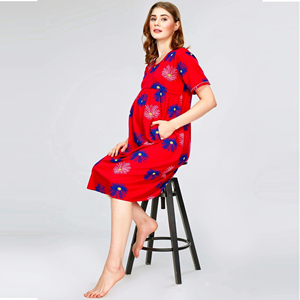 ชุดคลุมท้องผู้หญิง / ชุดเดรสแขนสั้นทรงหลวมใส่สบายสำหรับคนท้อง - Product Image 1