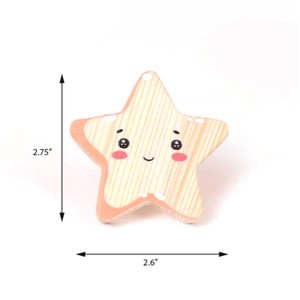 Boutons de meuble en bois de pin faits à la main, forme étoile, modernes, en bois naturel, pour tiroirs, poignées de commodes, poignées de placards, poignées de cuisine - Product Image 2