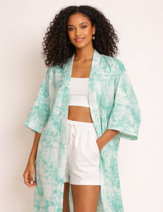 ชุดคลุมอาบน้ำผ้าฝ้ายเนื้อนุ่มแบบคลาสสิกสำหรับผู้หญิง ยี่ห้อคิมิโน ความยาวระดับเข่า ลายวาฟเฟิล ผลิตตามแบบ ODM - Product Image 4