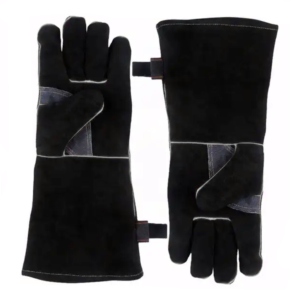 Wholesale Customized OEM Logo Black Cowhide Split Leather CE Certified Anti-Vibration <b>Fire</b> Resistant Welding Safety Gloves - Product Image 1