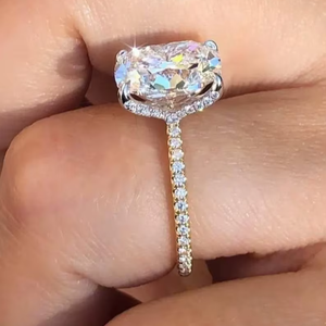 แหวนหมั้นเพชรทรงคุชชั่น น้ำหนัก 3.5 กะรัต สี E ความสะอาด VVS2 ได้รับการรับรองจาก IGI ทำจากทอง 10K ของขวัญวันครบรอบแต่งงาน - Product Image 3