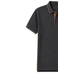 Camiseta Polo Personalizada para Hombre en Negro Carbón y Marrón, Manga Corta, Informal, para Golf, Transpirable, Verano, Poliéster Premium - Product Image 3