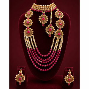 Ensemble collier et boucles d'oreilles pour femme JeweleMarket, plaqué or, pierres en cristal, perles ethniques, cadeau de mariage, de fiançailles ou d'anniversaire - Product Image 1