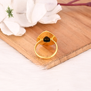 Black Onyx <b>Ring</b> Handmade <b>Adjustable</b> Stylish Brass Jewelry for Women - Product Image 5