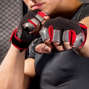 Half Finger Gym <b>Gloves</b> Mesh Palm Breathable Adjustable Wrist Strap Unisex Fitness Training - Product Image 2