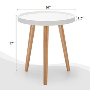1PC Round <b>Side</b> Sofa Coffee Table with Wooden Tray End Tables - Product Image 5