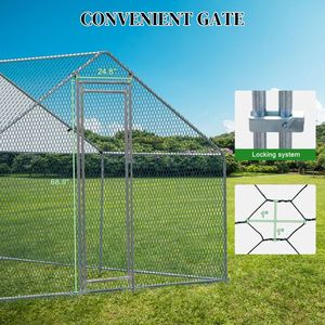 10 X 10 ft <b>Large</b> Metal Chicken Coop Walk-Through Poultry <b>Cage</b> Waterproof Cover Hen Run House for <b>Rabbits</b> Cats Dogs Farm Animals - Product Image 5
