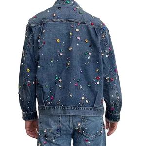 Chaqueta Vaquera de Hombre, Estilo Urbano, con Diamantes Brillantes, Tela de Alta Densidad, Calidad Profesional, con Pedrería - Product Image 4