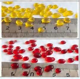 Galets de verre ovales jaunes et rouges de 2-3 mm pour revêtement de sol de piscine - Product Image 1
