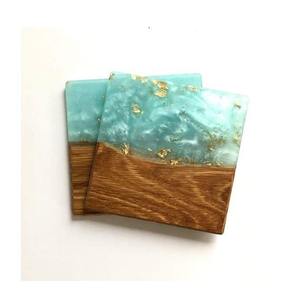 Juego de Posavasos Cuadrados y Redondos de Resina Epoxi Hechos a Mano de Primera Calidad con Soporte |   Decoración de Mesa Resistente al Calor con Acabado Brillante - Product Image 3