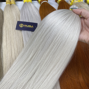 RUSA Hair Extensions de cheveux humains vierges vietnamiens tendance, Super Double Drawn, trame simple, cheveux en vrac teints, 100g, pour tissage permanent, diverses variétés - Product Image 1