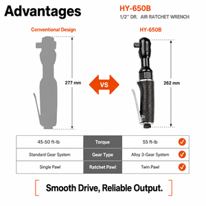 ประแจลม HY-650B ขนาด 1/2 นิ้ว หัวขับแบบสองขา 3 ระดับ สำหรับงานซ่อมบำรุงเครื่องยนต์ - Product Image 4