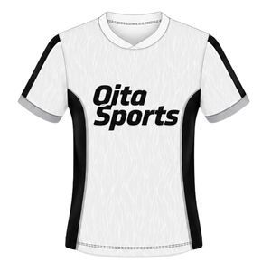 Ensemble short et maillot de rugby blanc et noir à manches courtes, col en V, uniforme d'équipe personnalisé, respirant, pour l'entraînement et le sport, haute performance - Product Image 3
