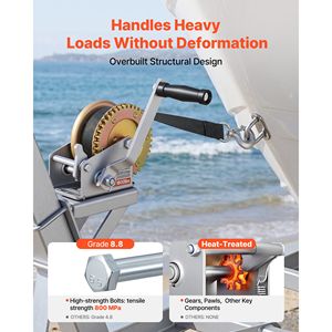 Manivela para Barco de 1600 Libras, Resistente, Manual, Portátil, de Doble Acción con Relación de Engranajes 4:1, Fácil Instalación - Product Image 3