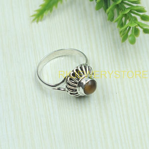 Natural Tiger Eye Stone 925 Sterling Silver <b>Ring</b> Handmade Vintage Sunburst Design Unisex <b>Statement</b> Healing Crystal Jewelry Her - Product Image 2