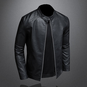 Servicio OEM, Chaqueta de Cuero Genuino para Hombre con Cuello Alto, Logotipo Frontal, Transpirable, Impermeable, Informal, de Invierno, para Exteriores, de Tela de Lona - Product Image 3