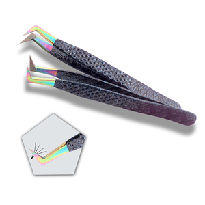 Diamond Grip Customized Logo Eyelash Extension Tweezers <b>Dusted</b> Tip <b>Powder</b> Coated Fiber Tip Anti Magnetic Lash Tools - Product Image 1