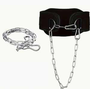 Leather <b>Weight</b> Lifting Dip <b>Belt</b> with Steel Chain Adjustable Double Ring Closure for Strength <b>Training</b> Support - Product Image 4