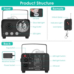 600W 6000CFM telecomando Wireless macchina nebbia RGB palla da discoteca 8 effetti di illuminazione colorati 1 pezzo per feste apparecchiature di illuminazione - Product Image 5