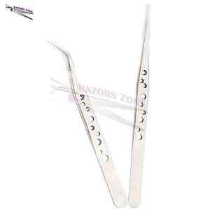 Pinzas de extensión de pestañas de acero inoxidable de alta calidad no magnéticas y último diseño con punta puntiaguda - Product Image 5