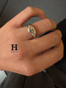Luxury 2CT Marquise Cut Lab Grown Diamond Engagement <b>Ring</b> 14K Yellow Gold Three Stone Bezel <b>Set</b> Wedding <b>Ring</b> for <b>Women</b> - Product Image 2