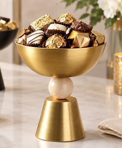 Cuenco de Chocolate de Metal Dorado con Base, Cuenco Decorativo para Servir Postres, Dulces, Nueces, Decoración de Mesa para el Hogar - Product Image 1