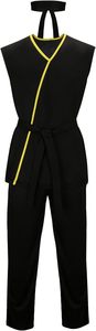 Uniforme de Artes Marciales Negro de Buena Calidad, Conjunto de Gi sin Mangas con Ribete Amarillo y Cinturón, Traje de Entrenamiento de Judo para Adultos, 100% Algodón - Product Image 2