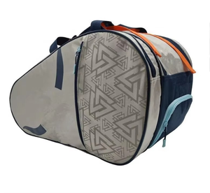 2026 Navy Blue Nylon Tennis Racket Bag with Orange Accents Zipper Closure Water Resistant 30-<b>40L</b> Capacity Sports <b>Backpack</b> - Product Image 4