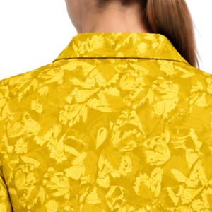 Polo de Golf Amarillo Dorado para Mujer, Manga Corta, Estampado Floral, Deportivo, Personalizado, al por Mayor, Transpirable - Product Image 6