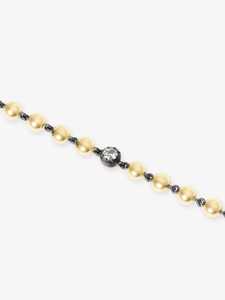Vintage Diamond Ball Chain Blackened Gold Georgian Prong Set <b>Bracelets</b> Box Clasp Luxury Beaded Station Jewelry 14k <b>Solid</b> Gold - Product Image 4