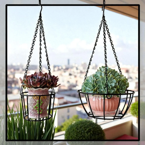 Wrought Iron Hanging <b>Plant</b> <b>Basket</b> – Outdoor Garden Decor - Product Image 2
