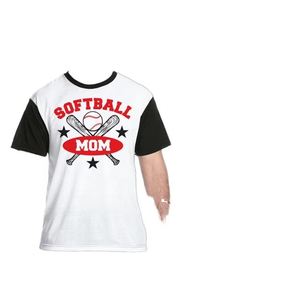 Camiseta de Softbol para Mamá, Manga Raglán, Ribete en Contraste, Jersey Estampado, Algodón, Cuello Redondo, Corte Regular, Blanco y Negro - Product Image 2