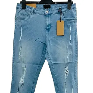 New Fashionable Latest Womens Ripped Cotton And Spandex Jeans Stretch Destroyed Slim Fit Denim Pant From Bangladesh