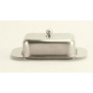 Estuche para Mantequilla de Acero Inoxidable de Grado Comercial con Espátula |   Bandeja de Mantequilla Metálica Apilable al por Mayor con Tapa, Moderna Caja para Mantequilla - Product Image 4