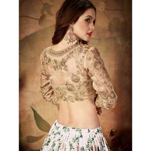 Enchanting <b>White</b> Printed Organza Plus Size Lehenga Choli for Festivals - Product Image 3