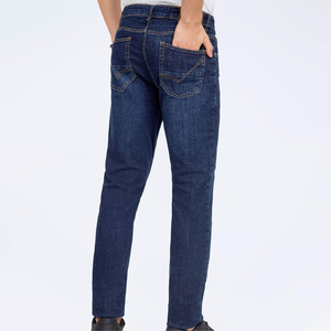 Jean décontracté pour homme en denim 100 % coton de haute qualité, coupe droite, taille mi-haute, délavage foncé, résistant à la décoloration, lavable, printemps, automne, hiver - Product Image 3