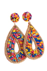 Pendientes de flecos trenzados con cuentas, hermosos y elegantes, para bodas, para mujeres, de la India. - Product Image 3