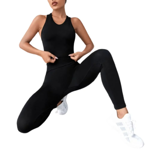 Ensemble de yoga uni pour femme : Soutien-gorge de sport dos nu et leggings doux sans couture, respirant, personnalisé, pour entraînement, gym et fitness, ensemble 2 pièces - Product Image 4