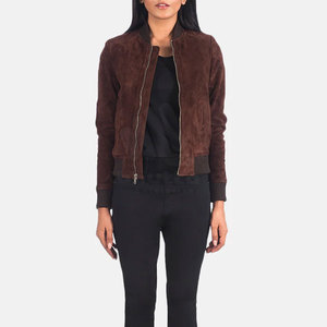 Chaqueta de Invierno para Mujer, de Cuero Genuino y Gamuza, Transpirable, Ecológica, con Patrón Sólido, Cuello Alto, Cierre de Cremallera, Suave y de Primera Calidad - Product Image 3