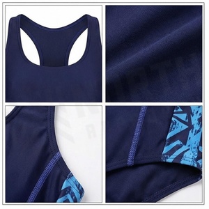Traje de Baño de Una Pieza Azul Marino para Mujer, Espalda Descubierta, Color Sólido, Franja Lateral en Contraste, Secado Rápido - Product Image 4