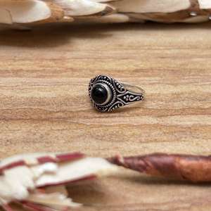 Anillo llamativo vintage tribal para mujer, chapado en oro de 18 quilates, ónix, acabado en plata oxidada, joyería étnica para bodas y fiestas, venta al por mayor - Product Image 2