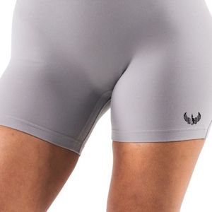 <b>Womens</b> Light Gray High Waist Seamless Gymwear <b>Shorts</b> Stretch <b>Compression</b> Workout Fitness Training Athletic Activewear Wear - Product Image 4