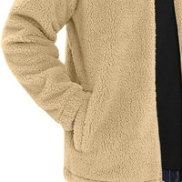 Vêtements d'hiver confortables, veste en sherpa avec doublure en polaire épaisse, fermeture éclair lisse et sensation de chaleur, veste en sherpa